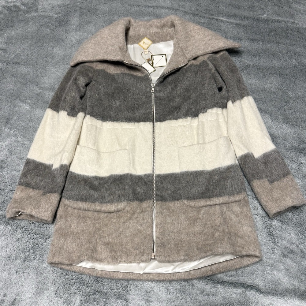 Luba by Hannah Payne Mohair Matterhorn Coat Women 00 Multicolor Stripe NWT